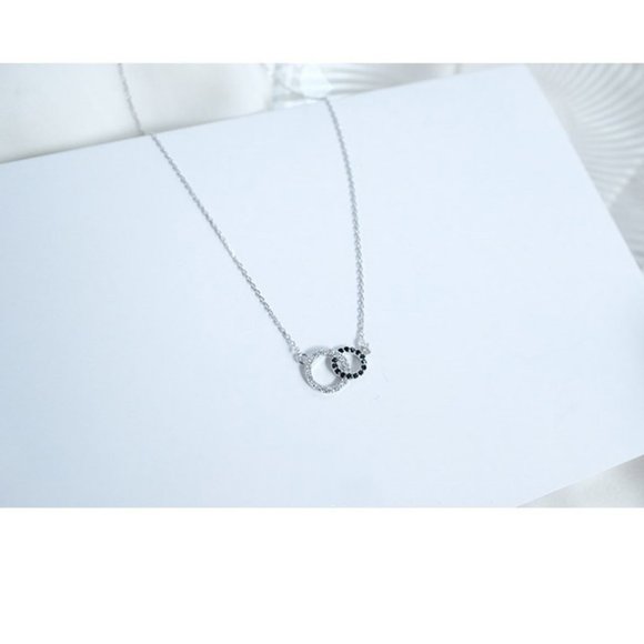 NEW 925 Sterling Silver Diamond Circle Necklace B - Picture 12 of 13
